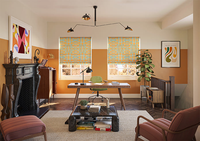 Bamboo Candy, Blue Orange - Motorised Roman Blind - Image 8